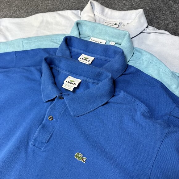 Lot of 4 Lacoste Men 4XL (9) Polo Shirt Classic Fit Pique Blue Short Sleeve - Picture 1 of 15